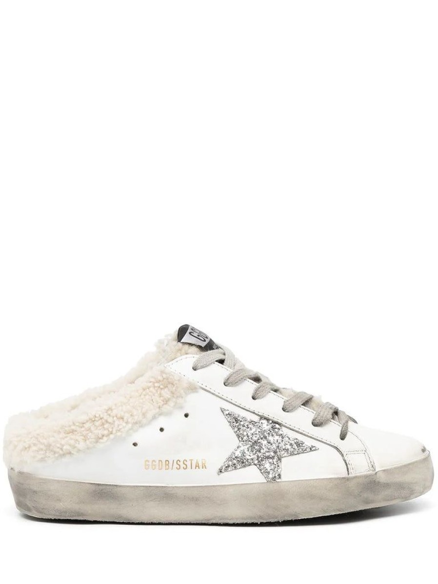 Shoes Golden Goose | Shearling Sabot Slide With Glitter Star