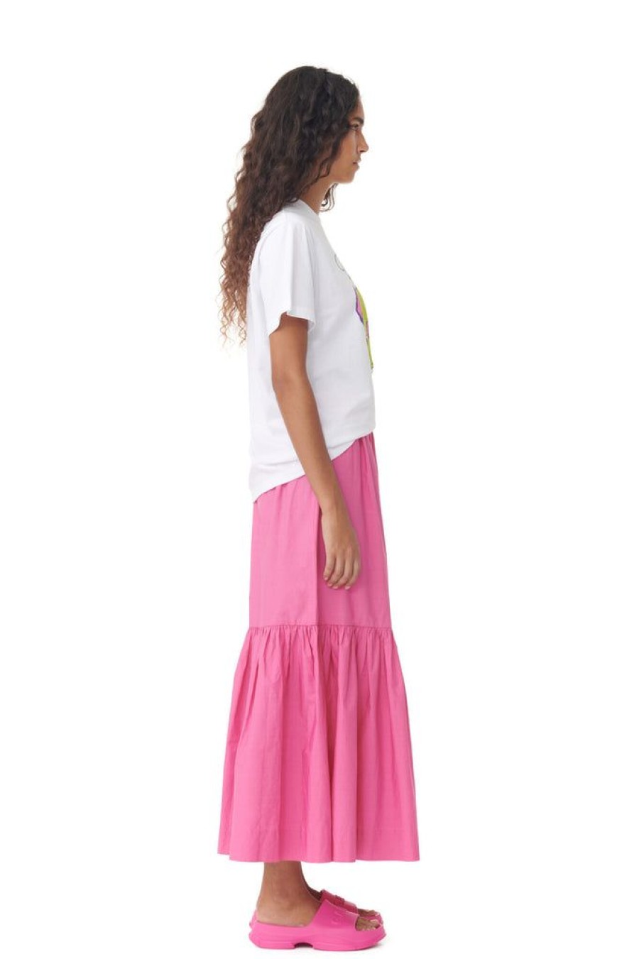 Clothing Ganni | Cotton Poplin Midi Skirt